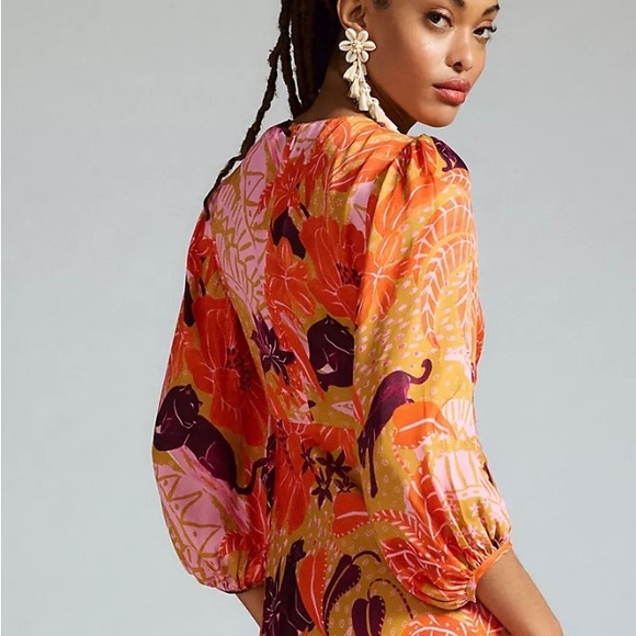 Farm Rio Puff-Sleeve Cutout Slip Dress - Picture 4 of 6